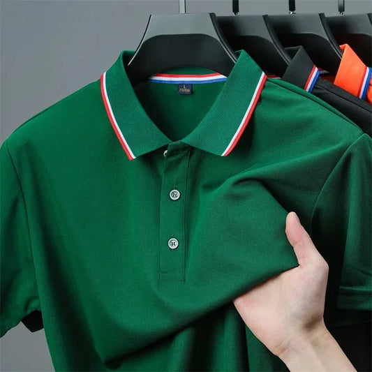 Men's Casual Solid Color Short Sleeve Polo Shirt Summer Fashionable Comfortable Versatile Top for Men