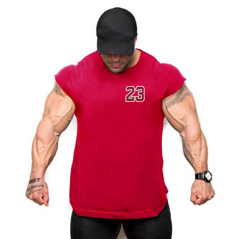 New Bodybuilding Tank Tops Men Sports Sleeveless shirt Muscle guys Vest Fitness Drop Armhole Solid Tops Tees Cotton Gym Singlets