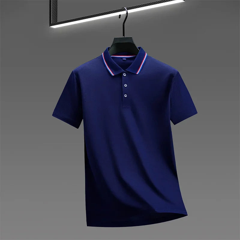 Men's Casual Solid Color Short Sleeve Polo Shirt Summer Fashionable Comfortable Versatile Top for Men