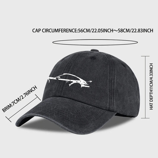 Classic Sports Car Silhouette Baseball Cap Men Retro Washed Cotton Adjustable Dad Hat Casual Automotive Sun Hat