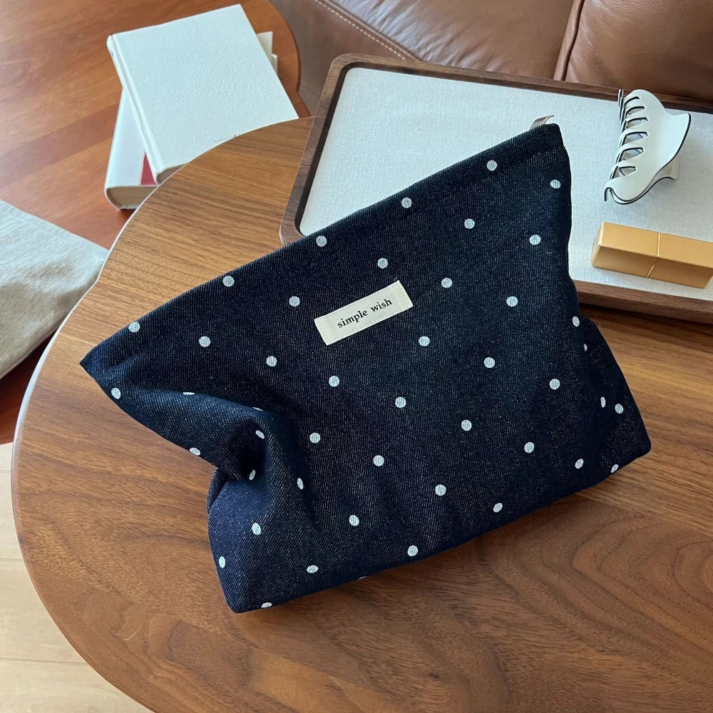Fashion Striped Women Cosmetic Bags Retro Solid Color Storage Make Up Bags for Women Lady with Zipper Travel Bag Makeup Bag