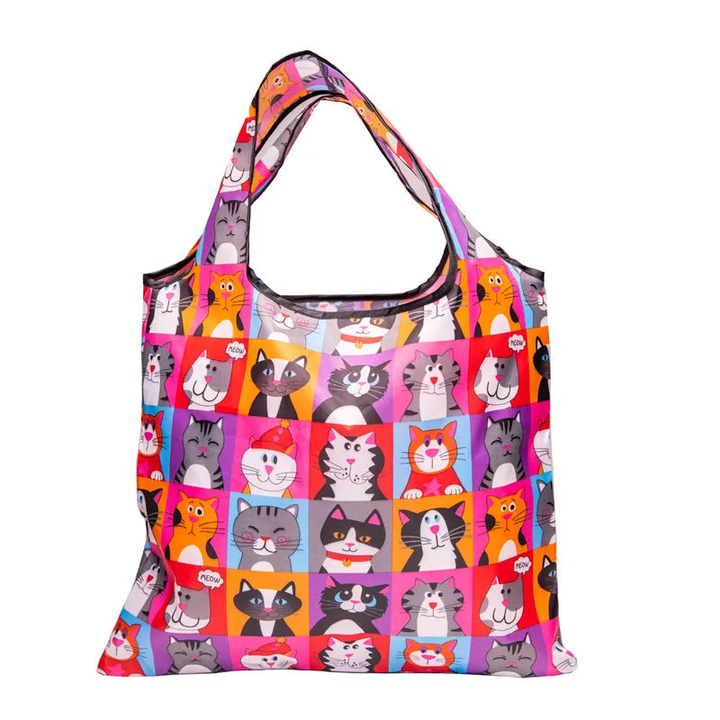 Fashion Shopping Bags Portable Various Prints Large Capacity Convenient Handbags Easy To Fold Package Travel Essential