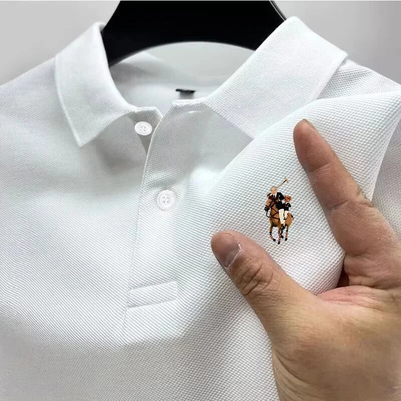 Men's Casual Polo Shirt Trendy Printed Street Wear Short-Sleeved Business Casual Top Quick Drying Breathable Clothing Polo Shirt