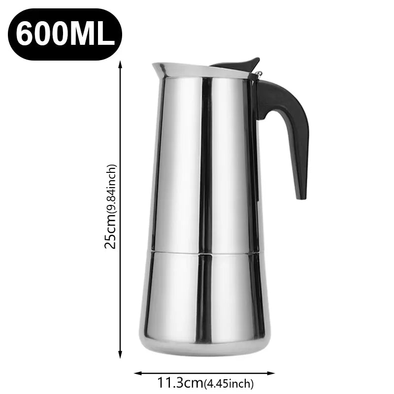Coffee Maker Pot Moka Coffee Maker Stainless Steel 2/4/6/9 Cups Mocha Espresso Latte Stovetop Filter Coffee Pot for Kitchen