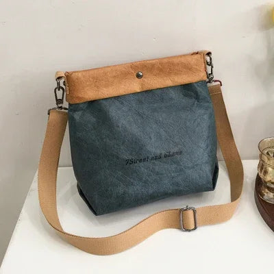 Women's Handbag Waterproof Personality Small Bucket Bag Kraft Paper Roll Envelope Bag Ins Shoulder Bags Party Clutch Purse