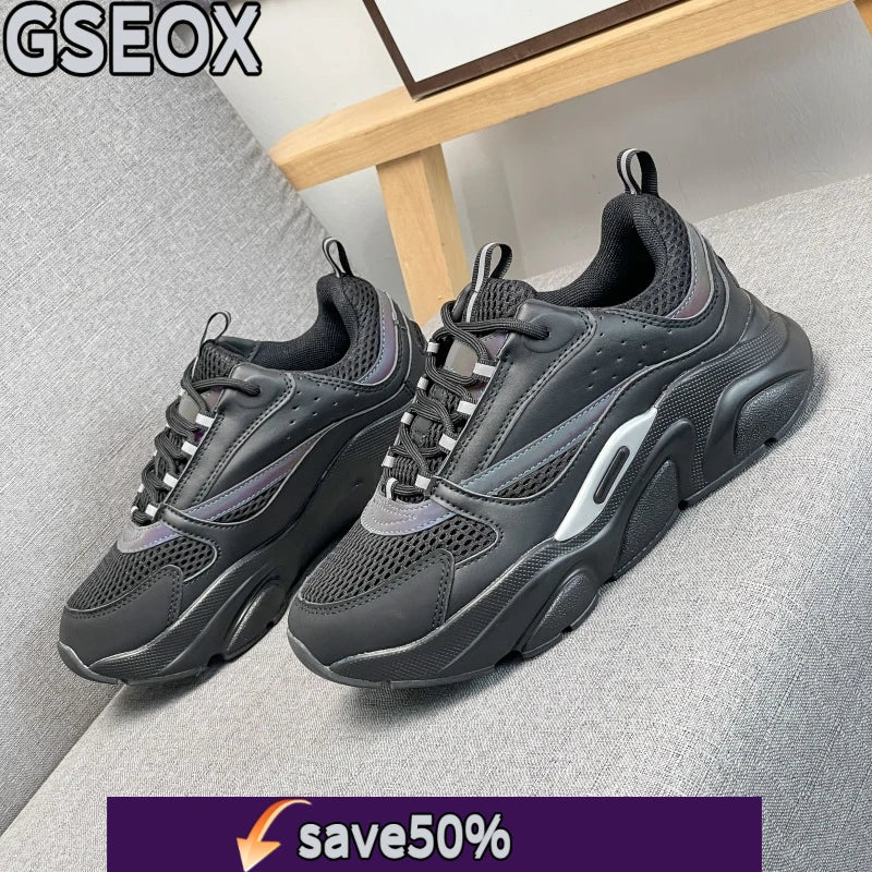 Men's and Women's Casual Thick-Soled Sports Shoes with Elastic Mesh Straps, Breathable and Comfortable Running Shoes