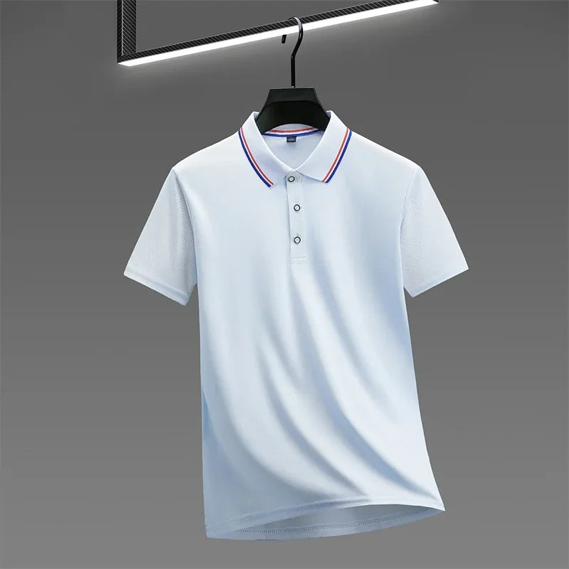 Men's Casual Solid Color Short Sleeve Polo Shirt  Summer Fashionable Comfortable Versatile Top for Men