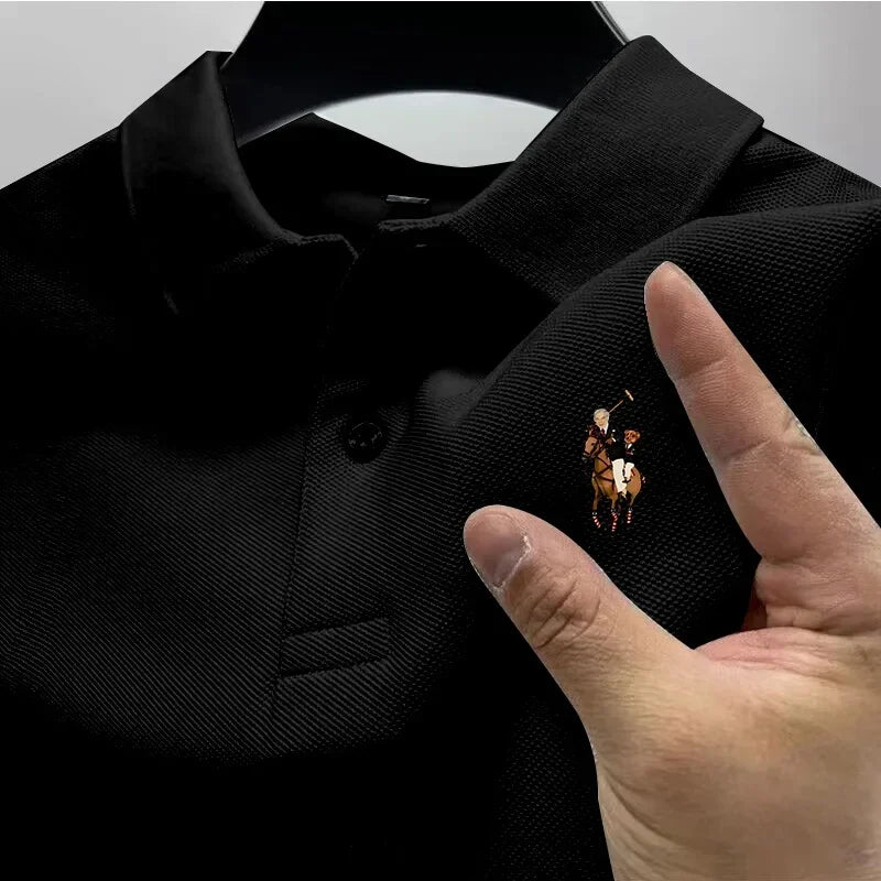 Men's Casual Polo Shirt Trendy Printed Street Wear Short-Sleeved Business Casual Top Quick Drying Breathable Clothing Polo Shirt