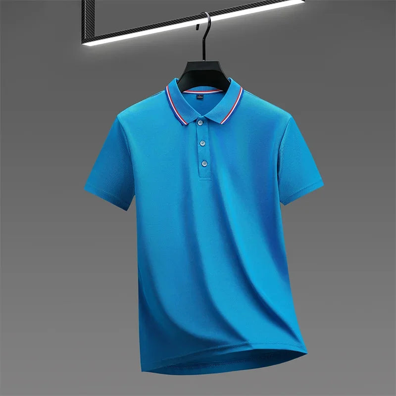 Men's Casual Solid Color Short Sleeve Polo Shirt  Summer Fashionable Comfortable Versatile Top for Men