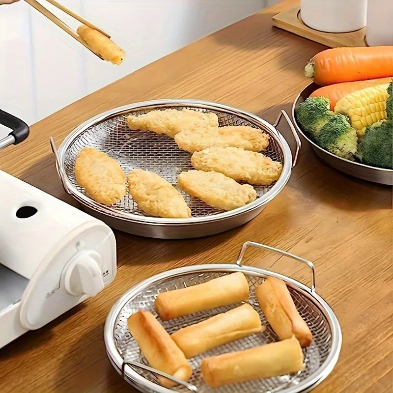 tainless Steel Filter Tray,Reusable Round Mesh Basket,Frying Grilling,Kitchen Strainer,Fruit vegetable water filter basket