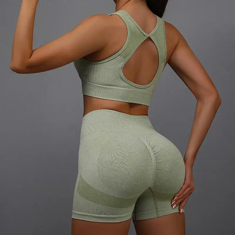 Yoga Suit Sports Underwear Women's Fitness Vest Running Shorts Set  Workout