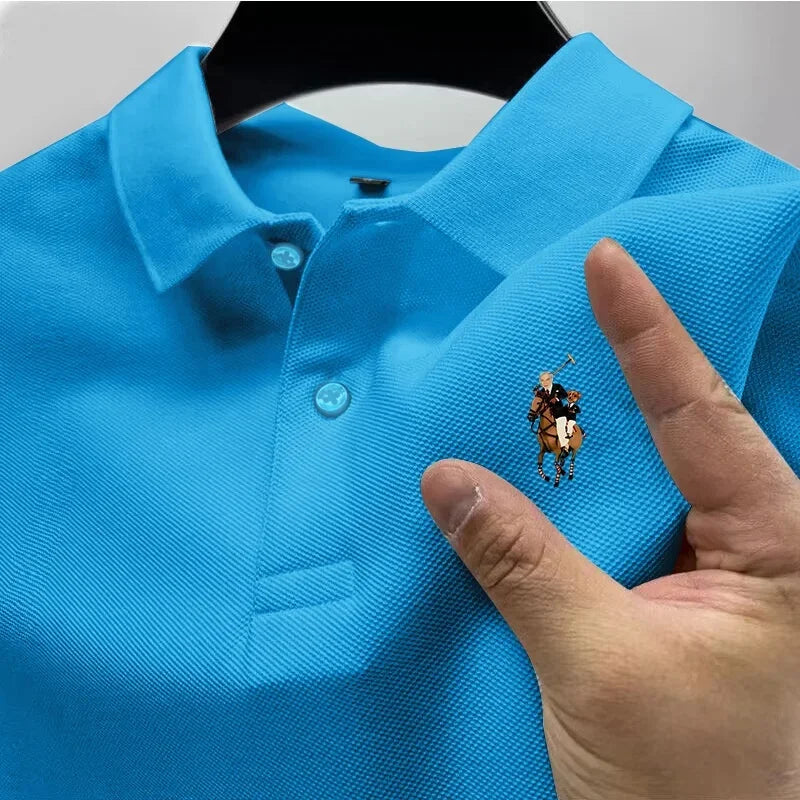 Men's Casual Polo Shirt Trendy Printed Street Wear Short-Sleeved Business Casual Top Quick Drying Breathable Clothing Polo Shirt