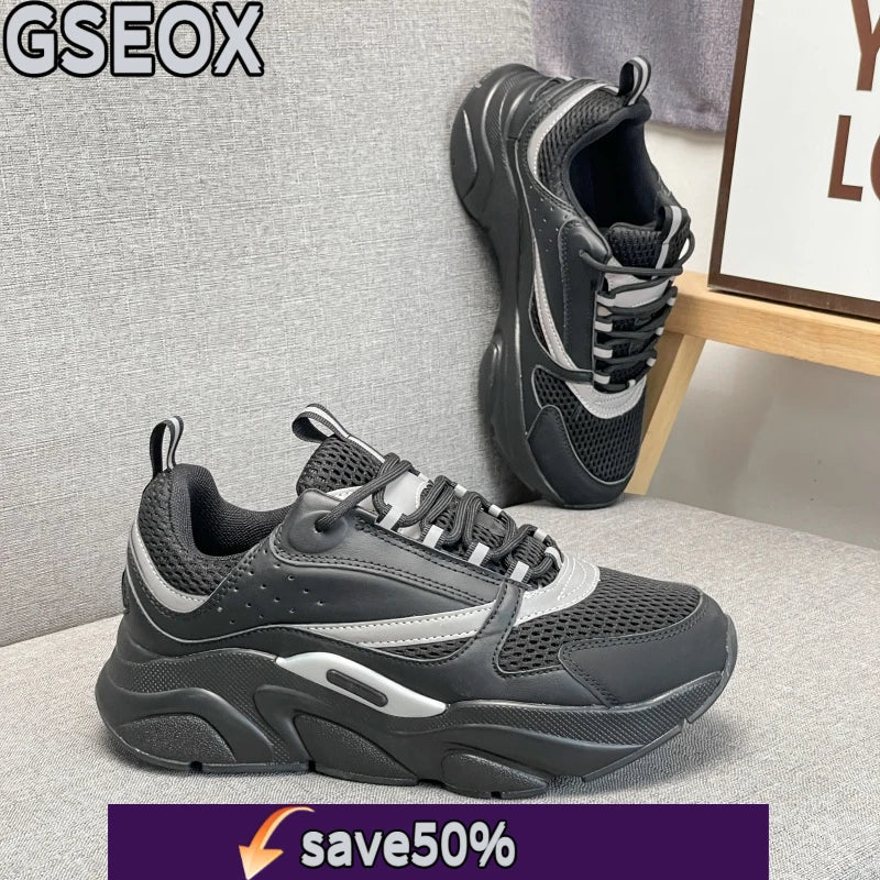 Men's and Women's Casual Thick-Soled Sports Shoes with Elastic Mesh Straps, Breathable and Comfortable Running Shoes