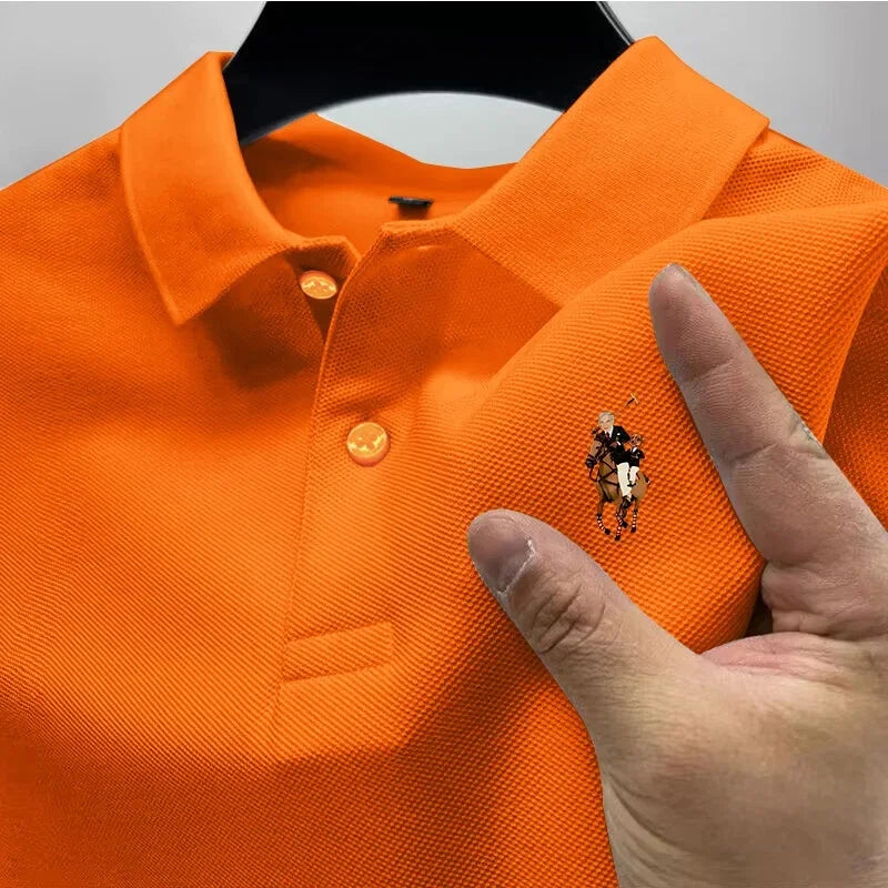 Men's Casual Polo Shirt Trendy Printed Street Wear Short-Sleeved Business Casual Top Quick Drying Breathable Clothing Polo Shirt