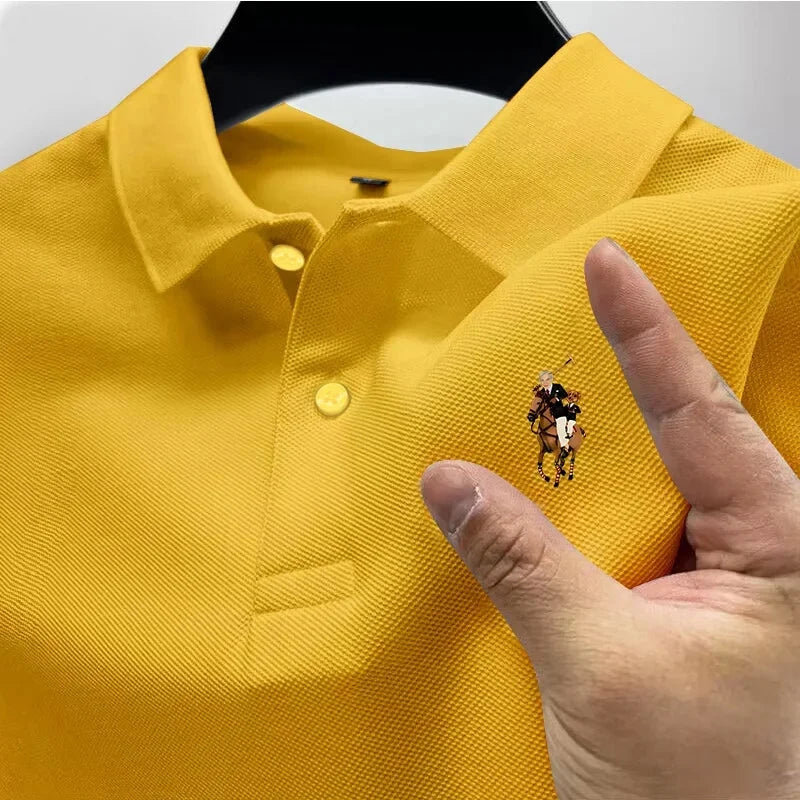 Men's Casual Polo Shirt Trendy Printed Street Wear Short-Sleeved Business Casual Top Quick Drying Breathable Clothing Polo Shirt