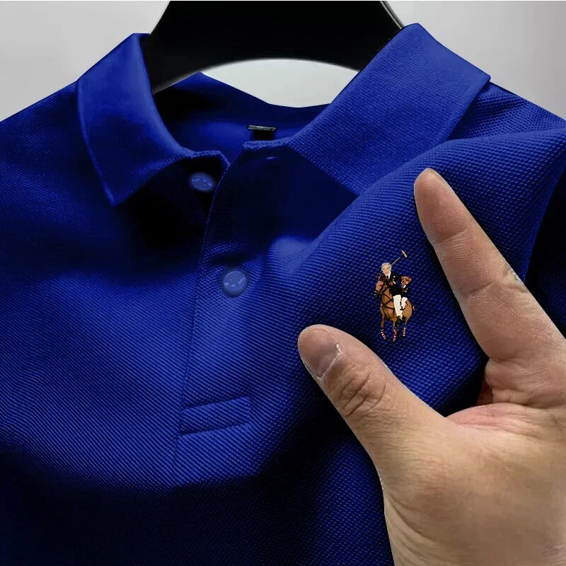 Men's Casual Polo Shirt Trendy Printed Street Wear Short-Sleeved Business Casual Top Quick Drying Breathable Clothing Polo Shirt