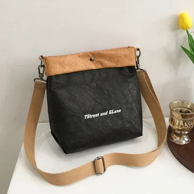 Women's Handbag Waterproof Personality Small Bucket Bag Kraft Paper Roll Envelope Bag Ins Shoulder Bags Party Clutch Purse