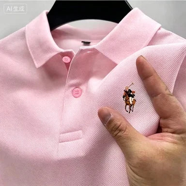 Men's Casual Polo Shirt Trendy Printed Street Wear Short-Sleeved Business Casual Top Quick Drying Breathable Clothing Polo Shirt