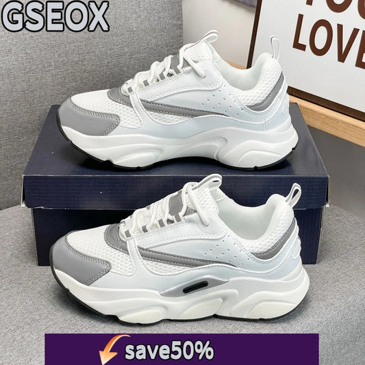 Men's and Women's Casual Thick-Soled Sports Shoes with Elastic Mesh Straps, Breathable and Comfortable Running Shoes