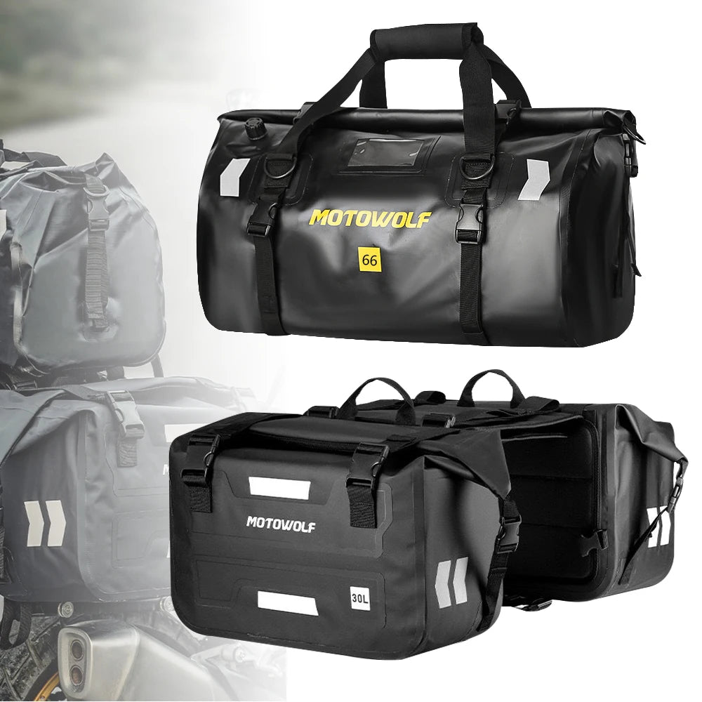 Motorcycle Bags Waterproof Outdoor Large Capacity Motorcycle Luggage Saddle Bag Rear Seat Bags
