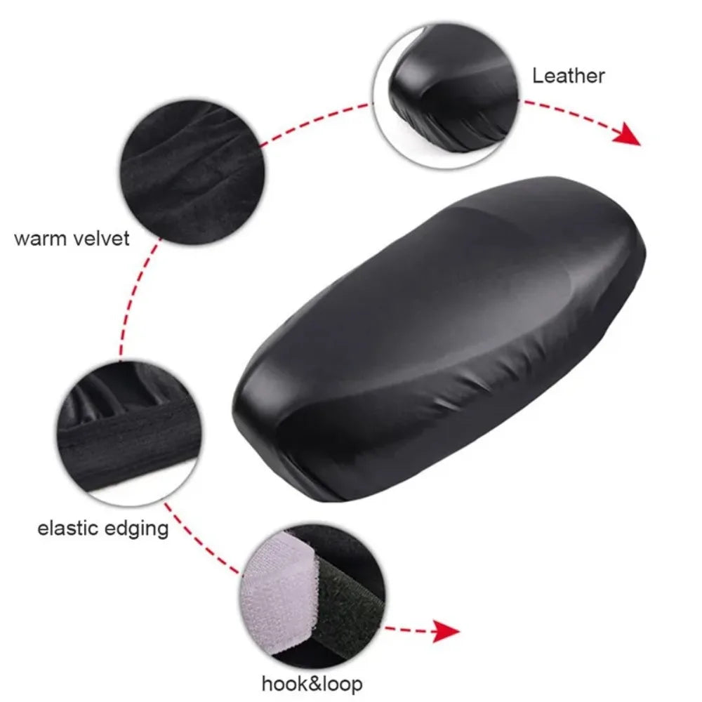 Motorcycle Seat PU Leather Cover Waterproof Dustproof Sunscreen Motorbike Scooter Cushion Seat Cover Protector Cover Accessories