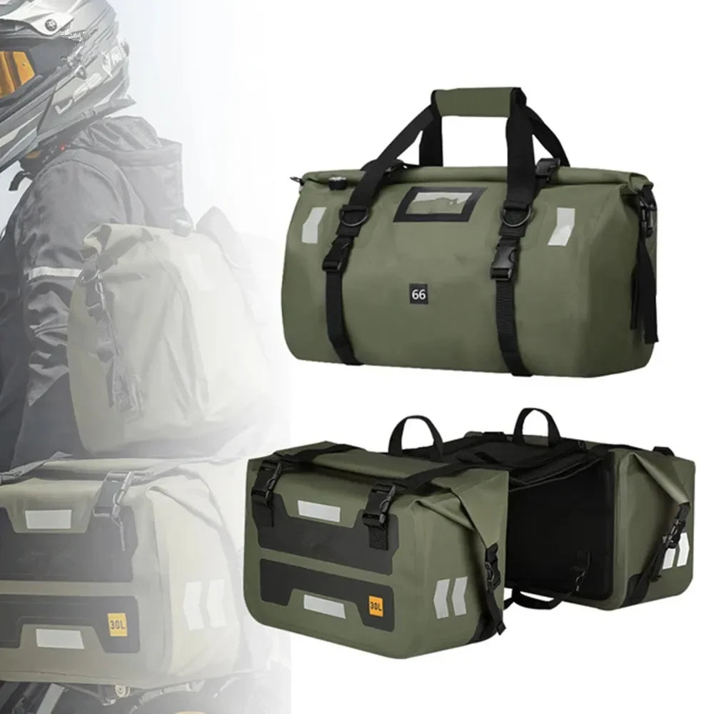 Motorcycle Bags Waterproof Outdoor Large Capacity Motorcycle Luggage Saddle Bag Rear Seat Bags