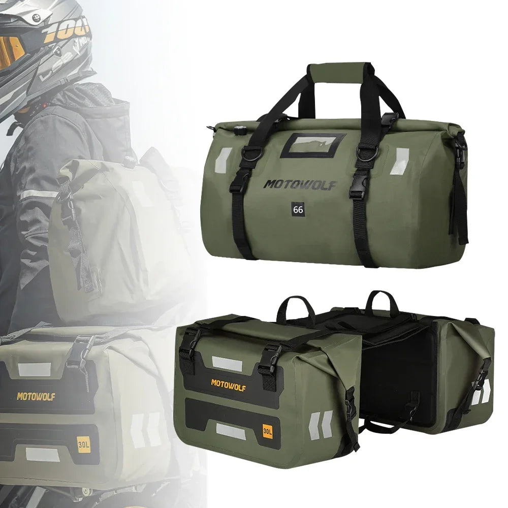Motorcycle Bags Waterproof Outdoor Large Capacity Motorcycle Luggage Saddle Bag Rear Seat Bags