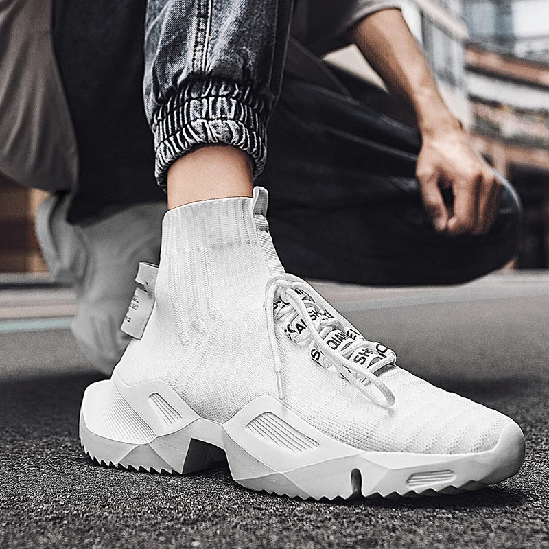 Socks Sneakers Men Knit Upper Breathable Sport Shoes Sock Boots Man Shoes High Top Running Shoes for Men Zapatillas De Deporte
