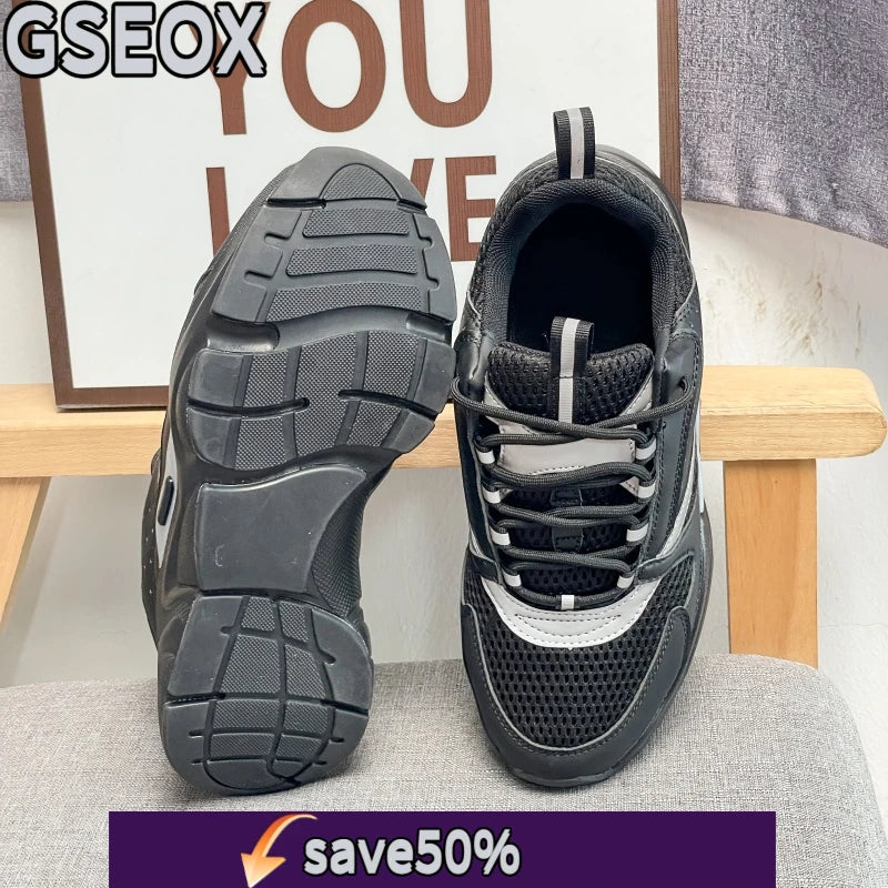 Men's and Women's Casual Thick-Soled Sports Shoes with Elastic Mesh Straps, Breathable and Comfortable Running Shoes