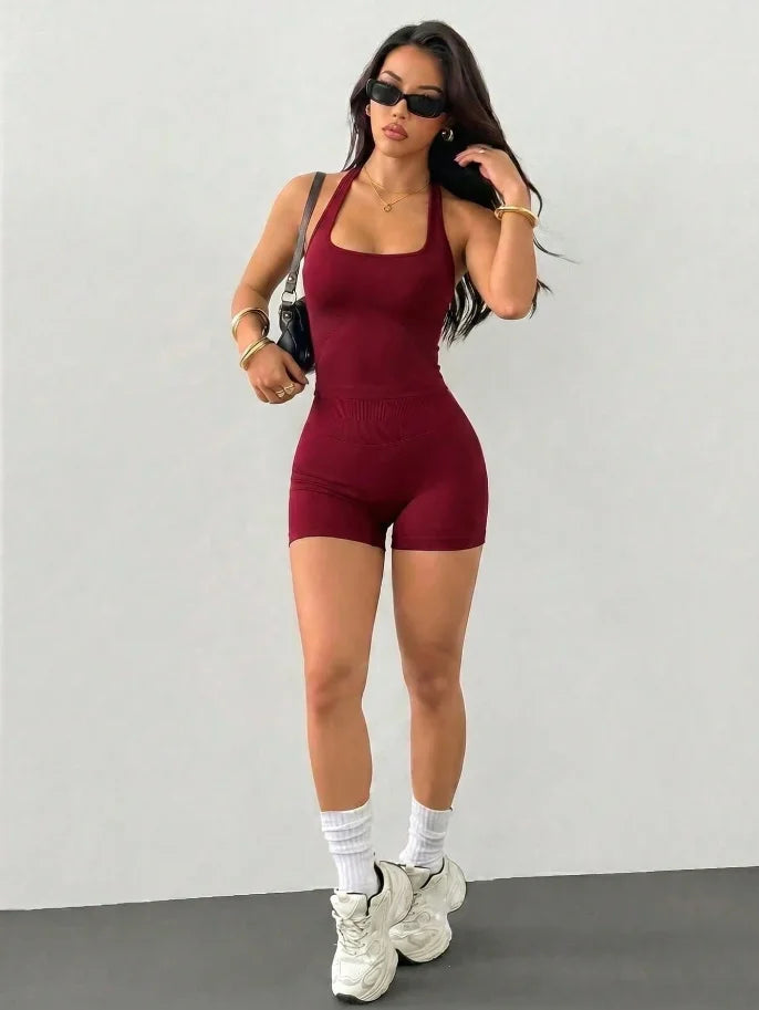Women's Outdoor Sports Set: Tank Top + Shorts, Versatile For Daily Wear, Slimming Fit, Butt-Lifting, Lightweight And Sweat-Absor