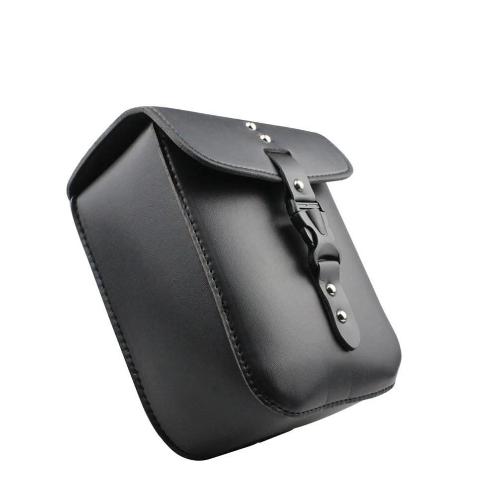 Motorcycle Saddlebags PU Leather Side Tool Bag Luggage Saddle Bags Cycling Storage Kit Side Bag Black Universal