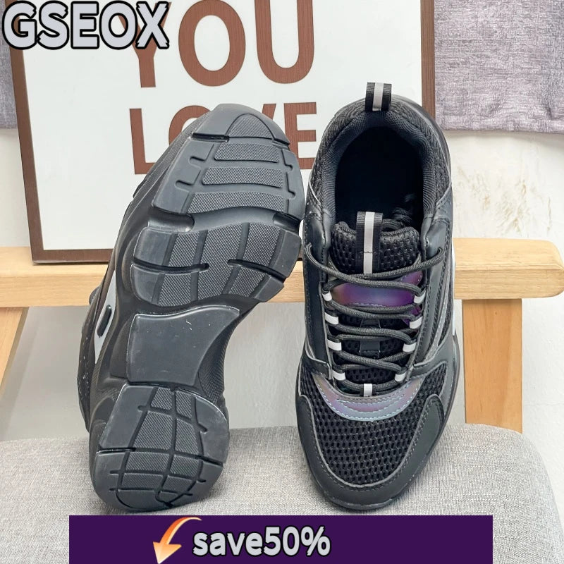 Men's and Women's Casual Thick-Soled Sports Shoes with Elastic Mesh Straps, Breathable and Comfortable Running Shoes