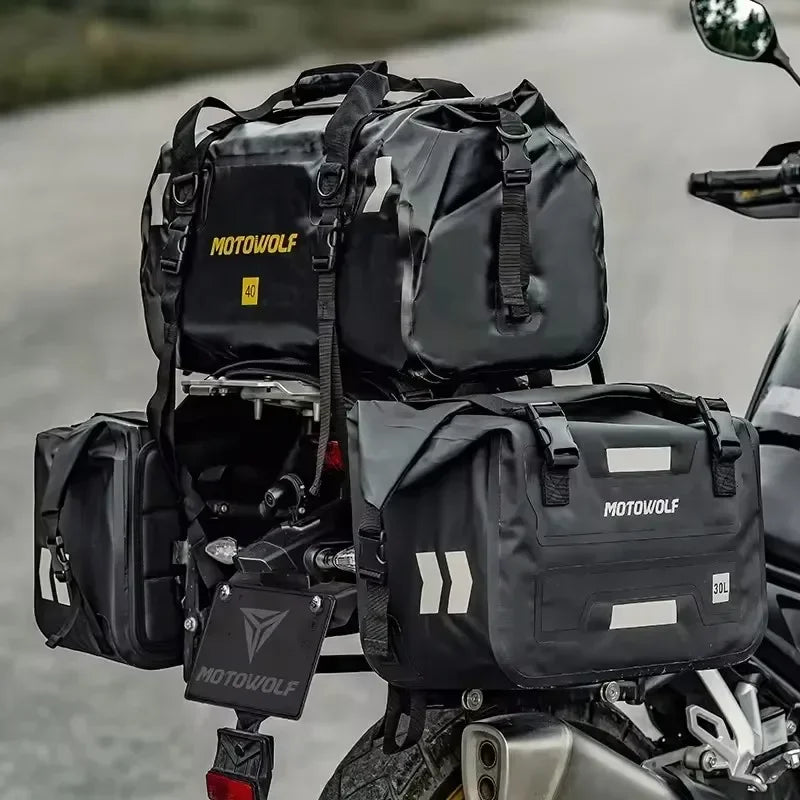 Motorcycle Bags Waterproof Outdoor Large Capacity Motorcycle Luggage Saddle Bag Rear Seat Bags