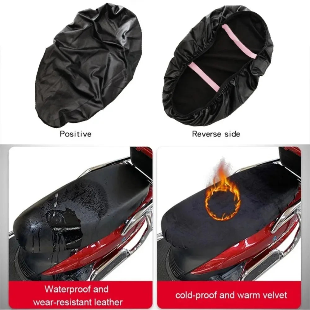 Motorcycle Seat PU Leather Cover Waterproof Dustproof Sunscreen Motorbike Scooter Cushion Seat Cover Protector Cover Accessories