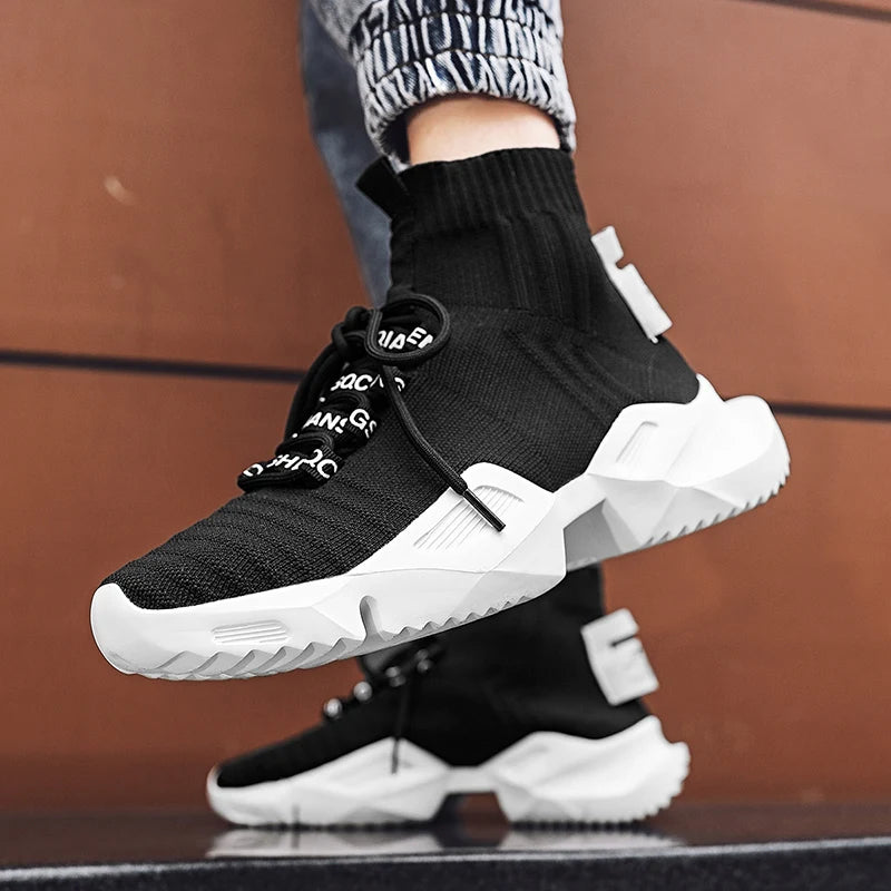 Socks Sneakers Men Knit Upper Breathable Sport Shoes Sock Boots Man Shoes High Top Running Shoes for Men Zapatillas De Deporte