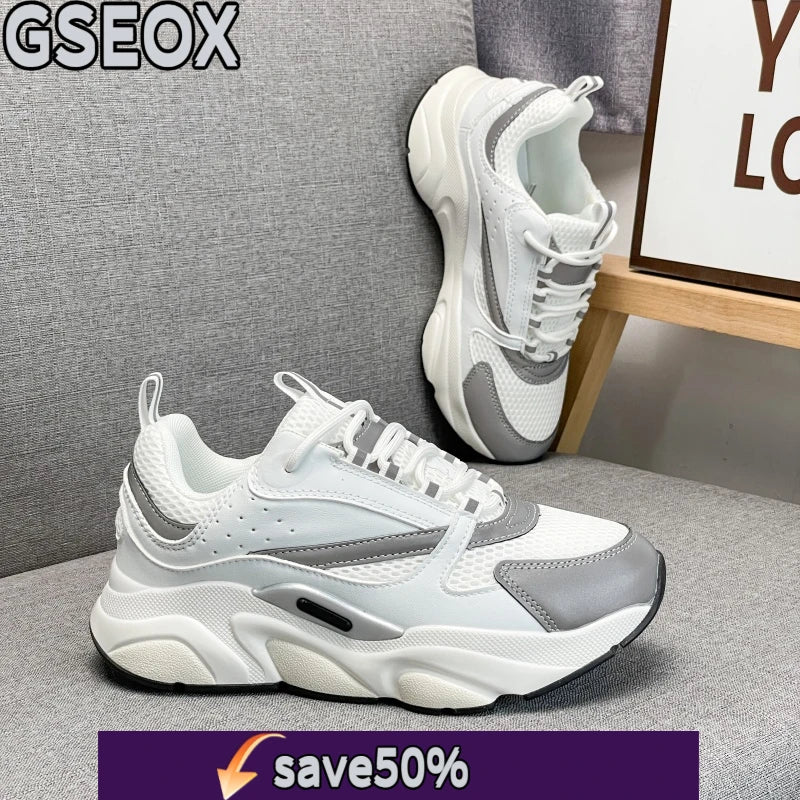 Men's and Women's Casual Thick-Soled Sports Shoes with Elastic Mesh Straps, Breathable and Comfortable Running Shoes