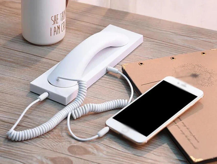 Cell Phone Handset, Retro Telephone Handset with Base, Max 1m Cable, 3.5mm Handset Receivers for Mobile Phone Computer telefone