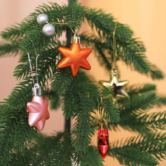 12 Pcs/Pack Christmas Tree Decoration Hanging Pendant Home Party Xmas Plastic Electroplating Octagonal Star shaped Drop Ornament