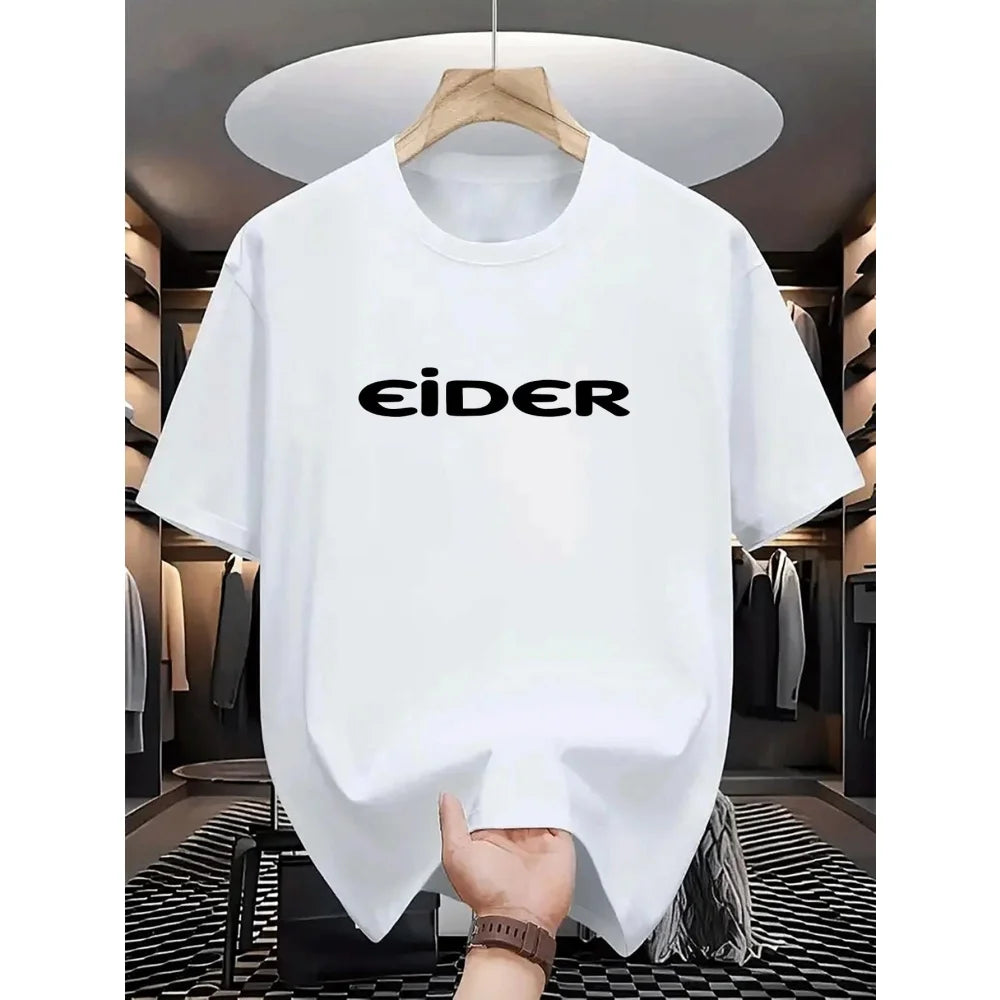 2026 New Men's T-shirt Letter Printed Tshirt Polyester Oversized Loose Crew Neck Street Fashion Top