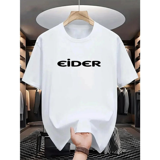 2026 New Men's T-shirt Letter Printed Tshirt Polyester Oversized Loose Crew Neck Street Fashion Top