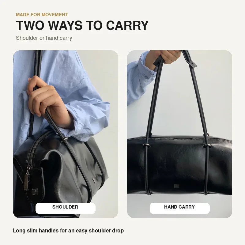 Women's Large Capacity Boston Bag Pillow Duffel Bag Gym Sports Travel Handbag Shoulder Tote Carry On Weekend Bag