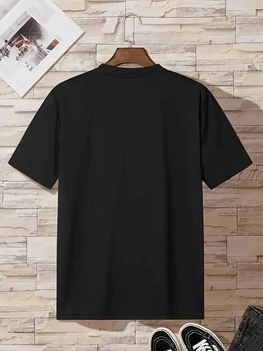2026 New Men's T-shirt Letter Printed Tshirt Polyester Oversized Loose Crew Neck Street Fashion Top