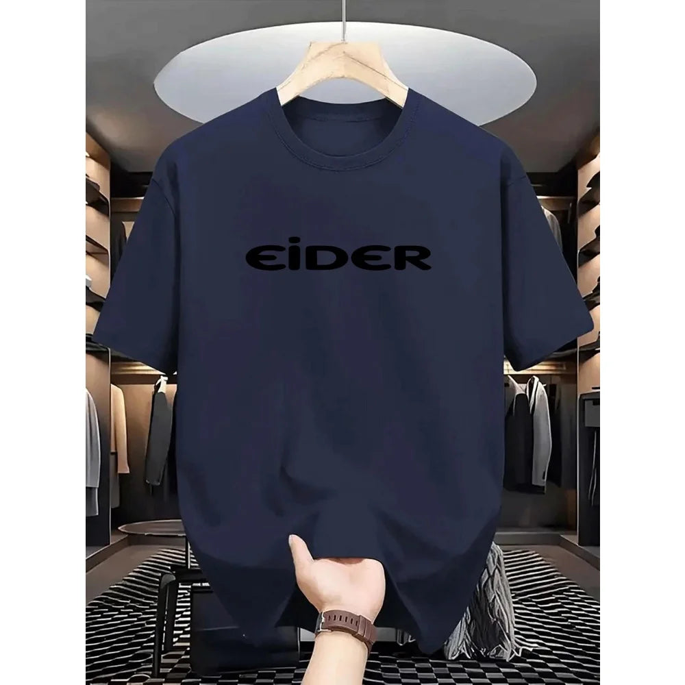 2026 New Men's T-shirt Letter Printed Tshirt Polyester Oversized Loose Crew Neck Street Fashion Top