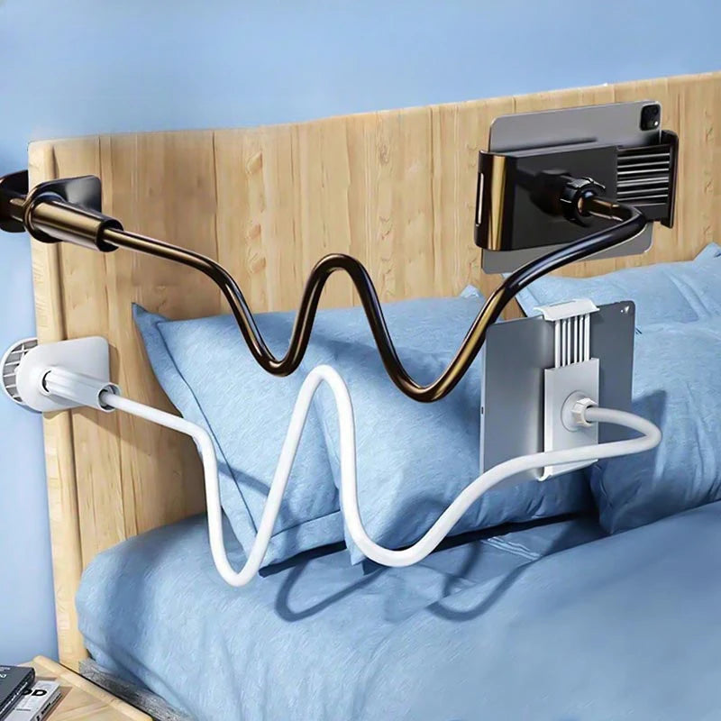 18MM Thick Bed Phone Tablet Holder, 360° Rotatable Clamp Mount for 4.7-12.9" iPad iPhone, Lazy Stand for Bed Desk Live Streaming