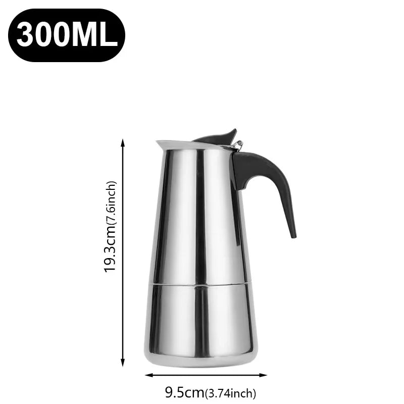 Coffee Maker Pot Moka Coffee Maker Stainless Steel 2/4/6/9 Cups Mocha Espresso Latte Stovetop Filter Coffee Pot for Kitchen