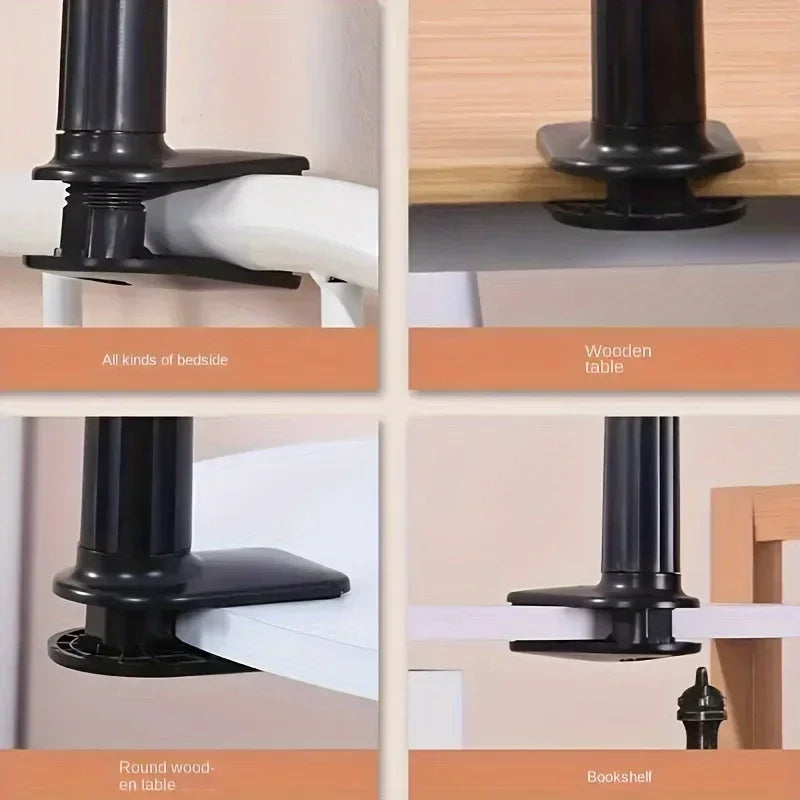 18MM Thick Bed Phone Tablet Holder, 360° Rotatable Clamp Mount for 4.7-12.9" iPad iPhone, Lazy Stand for Bed Desk Live Streaming