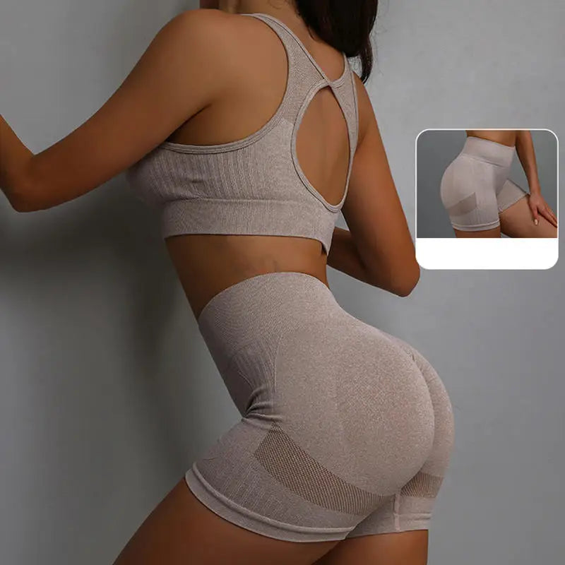 Yoga Suit Sports Underwear Women's Fitness Vest Running Shorts Set  Workout