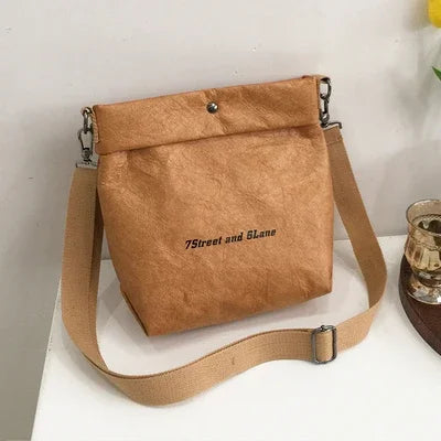 Women's Handbag Waterproof Personality Small Bucket Bag Kraft Paper Roll Envelope Bag Ins Shoulder Bags Party Clutch Purse