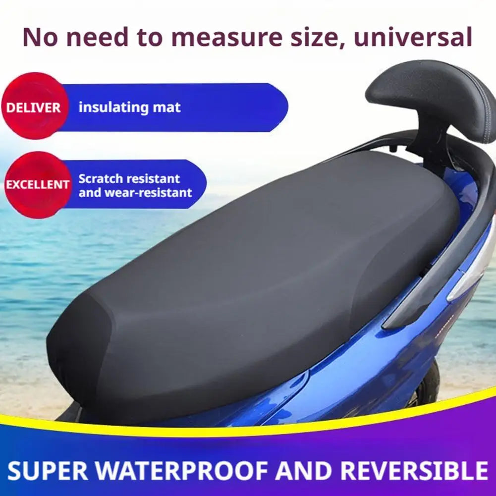 Motorcycle Seat Cover Waterproof Rain Dustproof Motorbike Scooter Cushion Seat for Sun Protection with Stretch Leather Bag