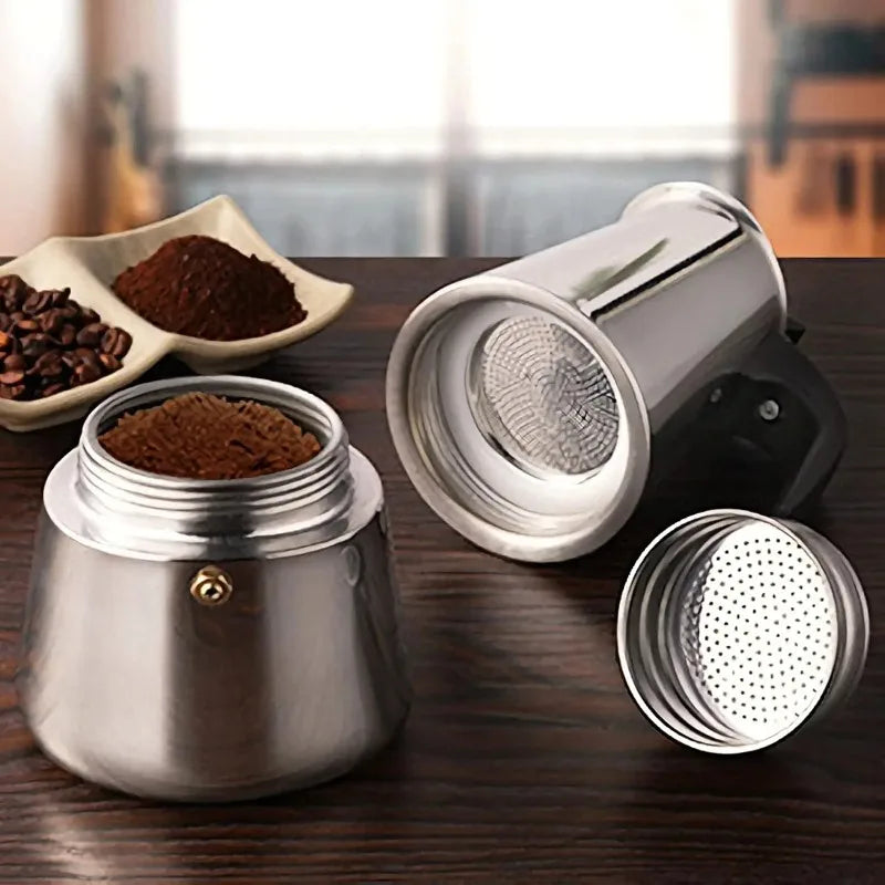 Coffee Maker Pot Moka Coffee Maker Stainless Steel 2/4/6/9 Cups Mocha Espresso Latte Stovetop Filter Coffee Pot for Kitchen